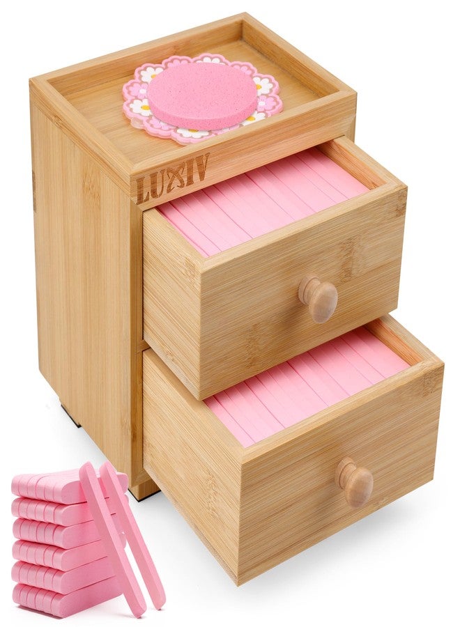 لوكسيف مجموعة لوكسيف من 120 قطعة من إسفنج الوجه المضغوط مع علبة تخزين من الخيزران، إسفنجة تنظيف الوجه لأخصائيي التجميل، إسفنجة دائرية مضغوطة لإزالة المكياج مع علبة تخزين خشبية ذات طبقتين، حصيرة - Image 1